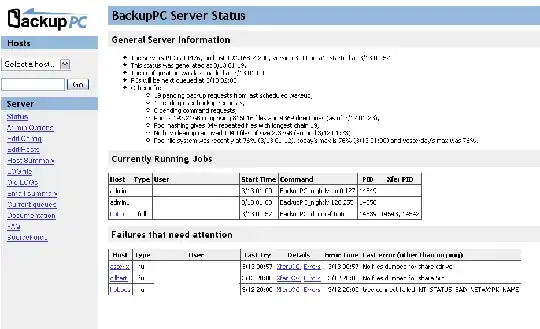 BackupPC Web Interface - Server Status Page