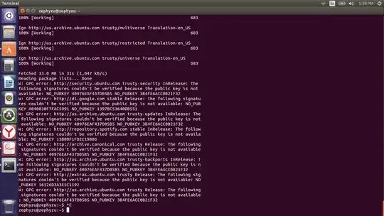 Error Codes after updating in the terminal
