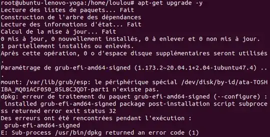 The error message when trying an upgrade in the command line