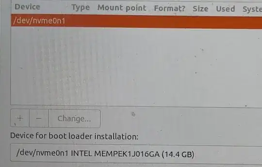 So in this image while installation of ubuntu its not showing me /dev/sda option which is my actual hardisak and where i have unallocated memory for ubuntu