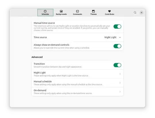 Night Theme Switcher configuration