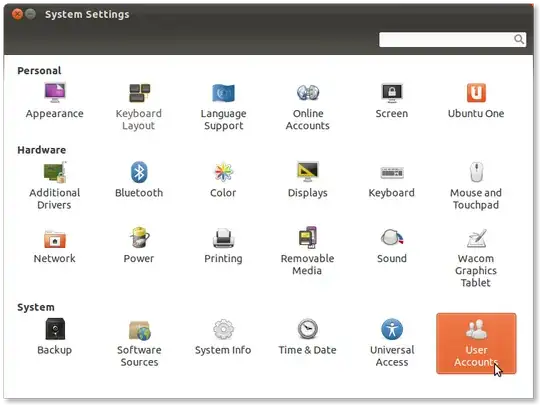 System Settings screenshot with User Accounts highlighted
