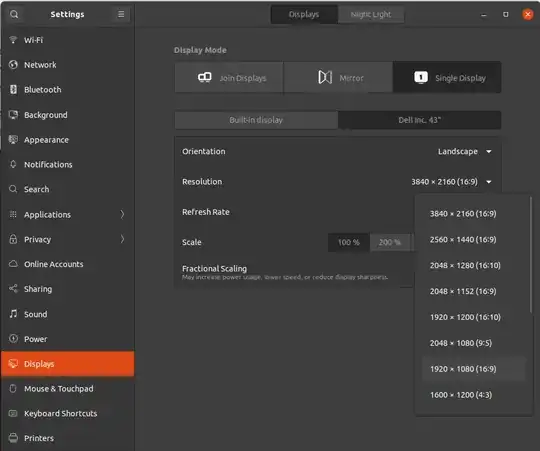 Settings → Displays