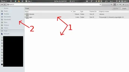 (1) 'grey background' behind all folders and items; (2) bluish-grey background in sidepanel