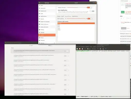 Gnome sound settings showing normally