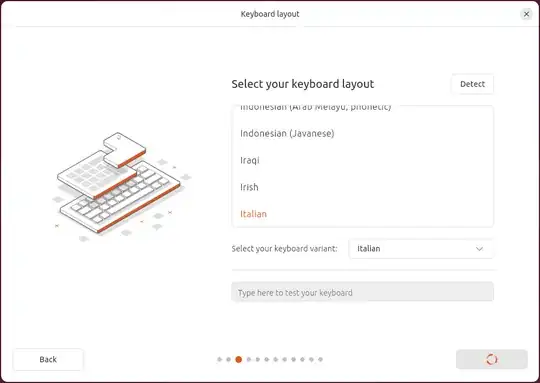 Keyboard layout selection screen from the guided install procedure