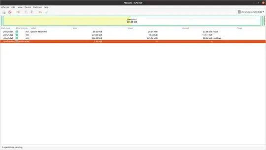 Screenshots of the drives - sda