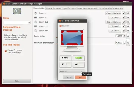 Screenshot of changing settings
