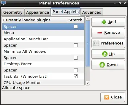 Panel Preferences with the Panel Applets tab selected