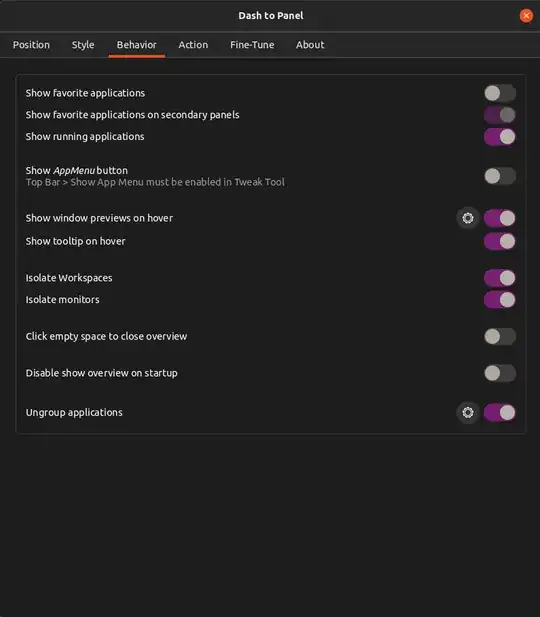 Dash to panel settings