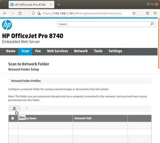 Scan to Notwork Folder page