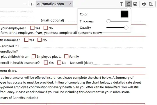 Section of a PDF Form from Mass Health showing Firefox's tools