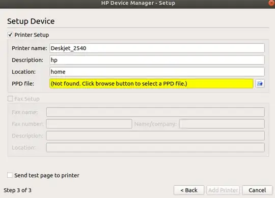 HP Device Manager Setup dialog