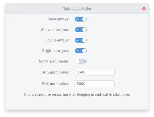 Night Light Slider settings
