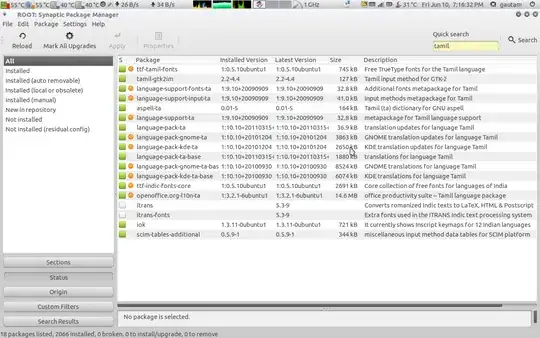 Synaptic showing Tamil packages