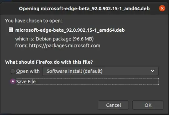 Screenshot of dialogue box in Firefox