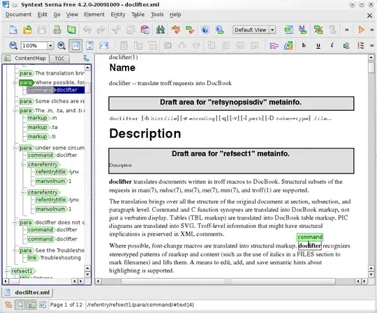 Screenshot of using Syntext Serna Free to edit a DocBook reference entry
