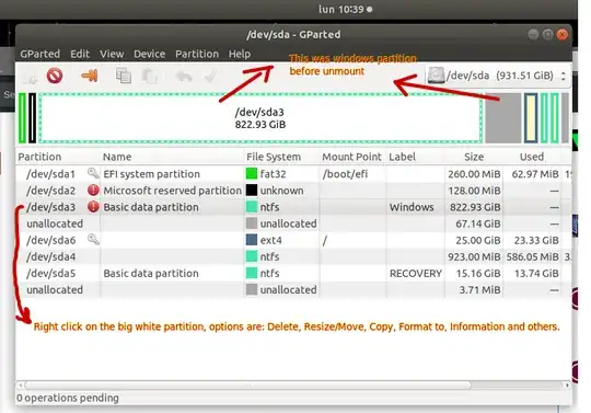 This is how the GParted looks like now.