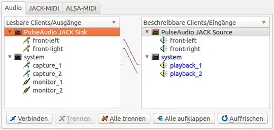 The JACK routing has only one stereo source and sink from and to PulseAudio