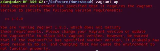 Vagrant version 1.9.0 required