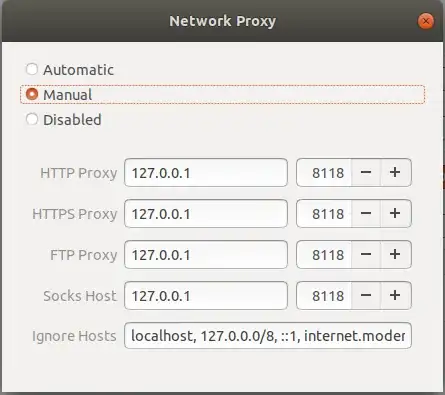 Network proxy in desktop version of Ubuntu