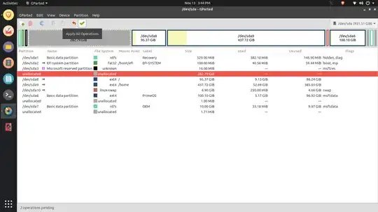 Screenshot of GParted