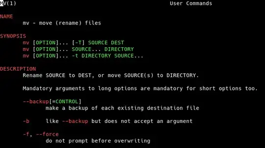 most screenshot displaying mv's manpage