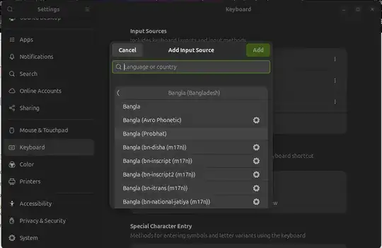 Setting page screenshot
