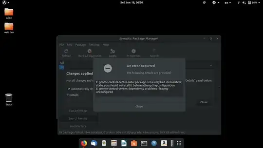 screenshot of error message