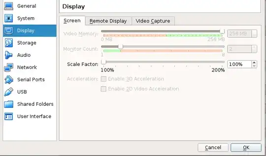Settings after the change