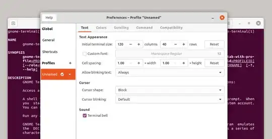 terminal preferences screenshot
