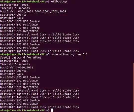 sudo efibootmgr -o 0,1