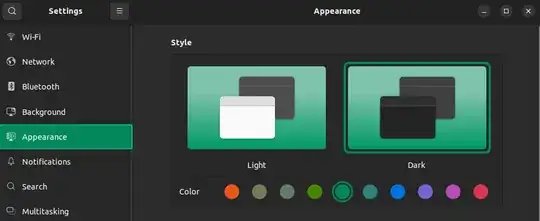 color selection in settings->appearance dialog