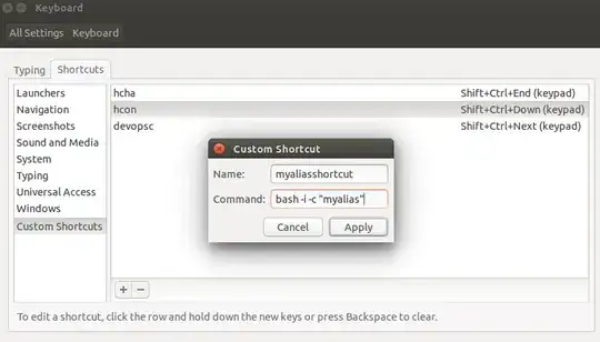 screenshot of setting up alias in keyboard settings