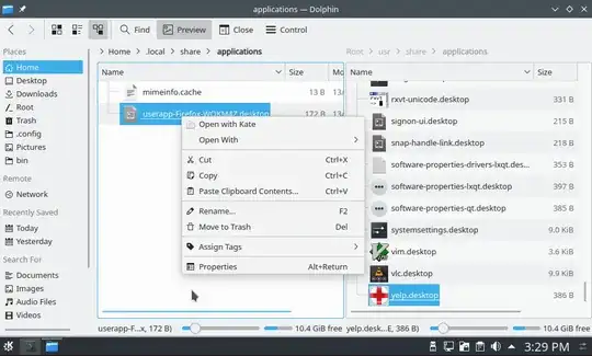 Dolphin context menu before creating the service menu