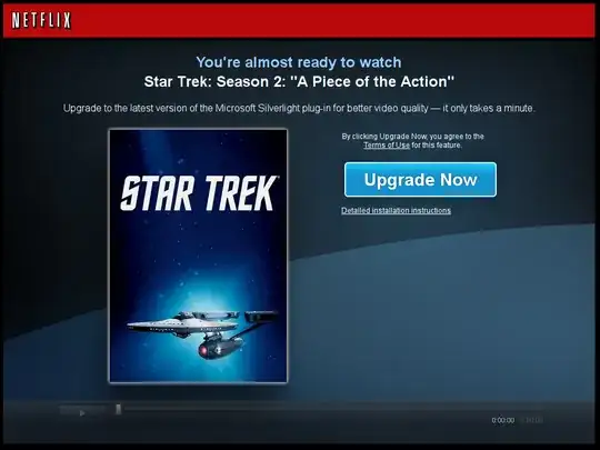 A screenshot of Netflix Silverlight update message