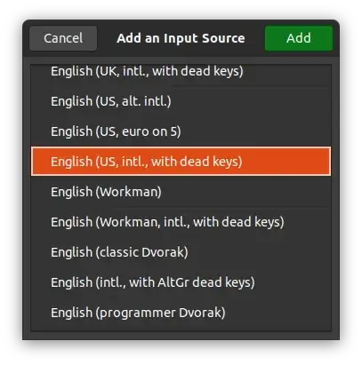 US, Intl., with dead keys