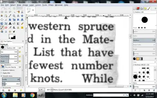 screenshot of gimp window