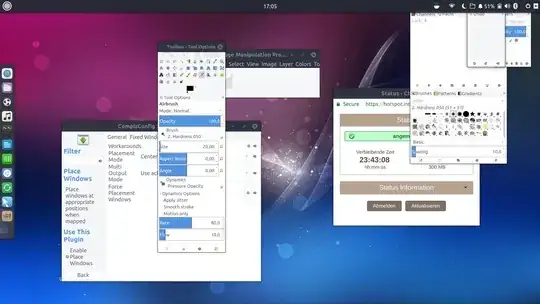 GNU Image Manipulation Window behind Panel