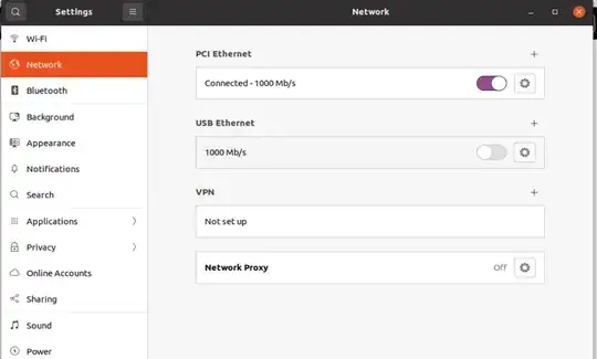 USB Ethernet connection by default