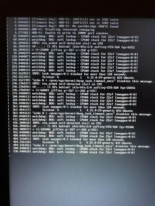 photo of screen with many soft lockup and other messages