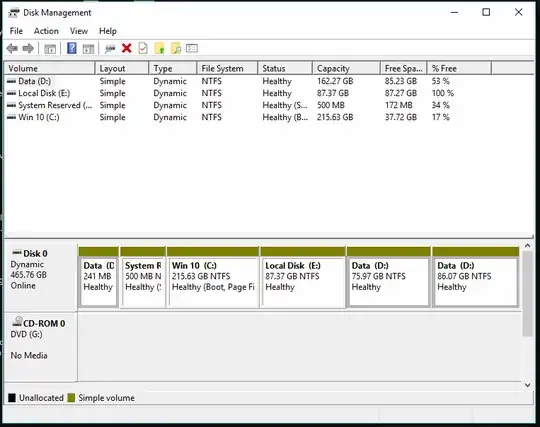 Windows Disk Management screenshot