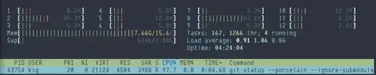 htop screenshot CPU usage high