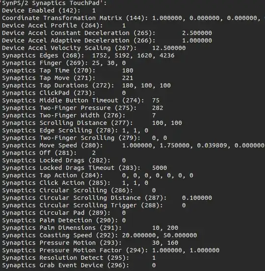 Xinput list-props result