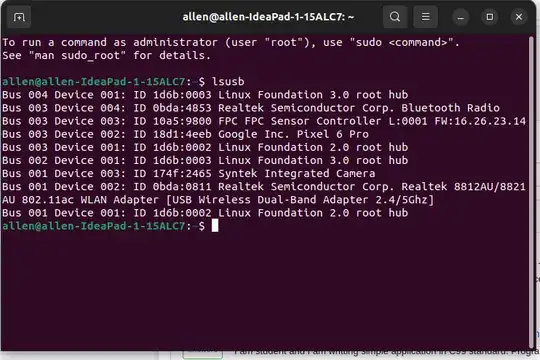 lsusb shows the wifi adapter