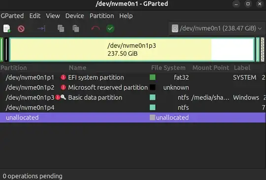 gparted snapshot of ssd