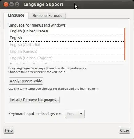 Adding IBus as keyboard input method system @ Language Support