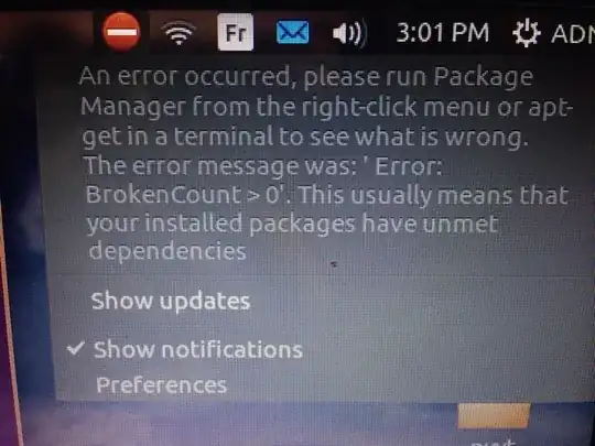 The error that I got while trying to update