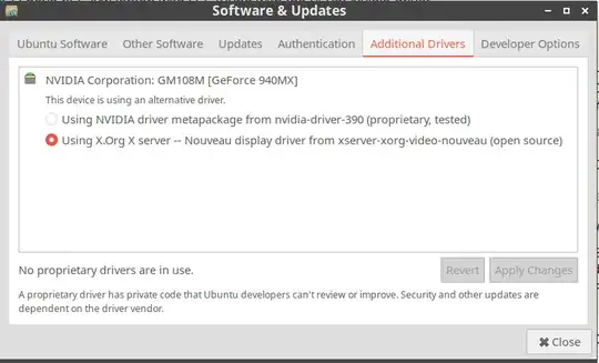 Additional Drivers menu in my distro