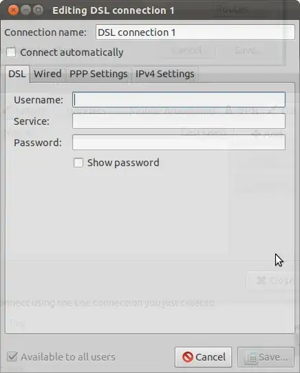 DSL connection configuration